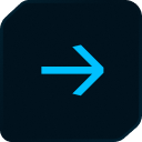 Blue arrow pointing right on a dark rounded square background.