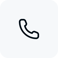 Black telephone handset icon on a rounded square light gray background.