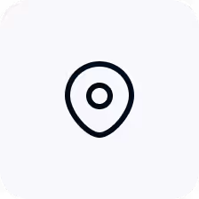 Location pin icon with a circular center on a rounded square background.