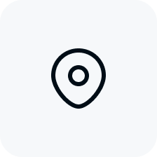 Location pin icon with a circular center on a rounded square background.