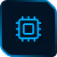 Icon of a microchip inside a rounded square, symbolizing VR technology.