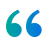 Blue and turquoise stylized quotation marks icon.