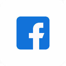 Facebook app icon with white lowercase f on blue square background.