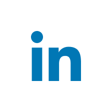 LinkedIn logo with blue 'in' letters on a white rounded square background.