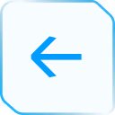 Blue square icon with rounded corners featuring a left-pointing arrow.