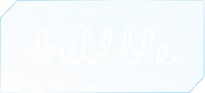 Dribbble logo in white script on a blue textured background with a pointed corner.