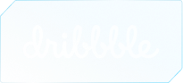 Dribbble logo in white script on a blue textured background with a pointed corner.