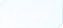 Canva logo with white cursive text on a blue textured background.
