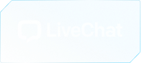 LiveChat company logo with a chat bubble icon on a blue textured background.