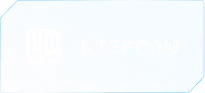 Intercom logo with white icon and text on a blue textured background.