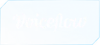 Voiceflow company logo in white script on a blue textured background.