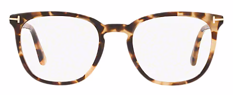 Tortoiseshell patterned rectangular eyeglass frames with rounded edges.