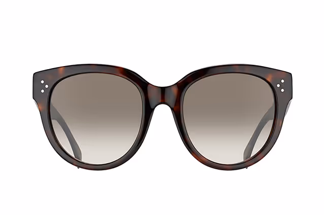 Tortoiseshell framed sunglasses with gradient gray lenses.