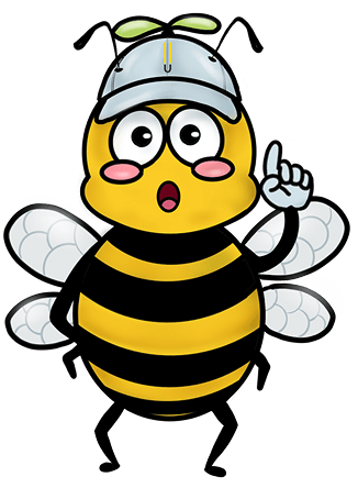 Die Erdhummel „Eddie“ als Comic-Zeichnung hält mahnend ihren Zeigefinger nach oben.