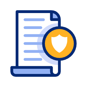 Icona di documento con scudo che rappresenta la privacy e la protezione dei dati.