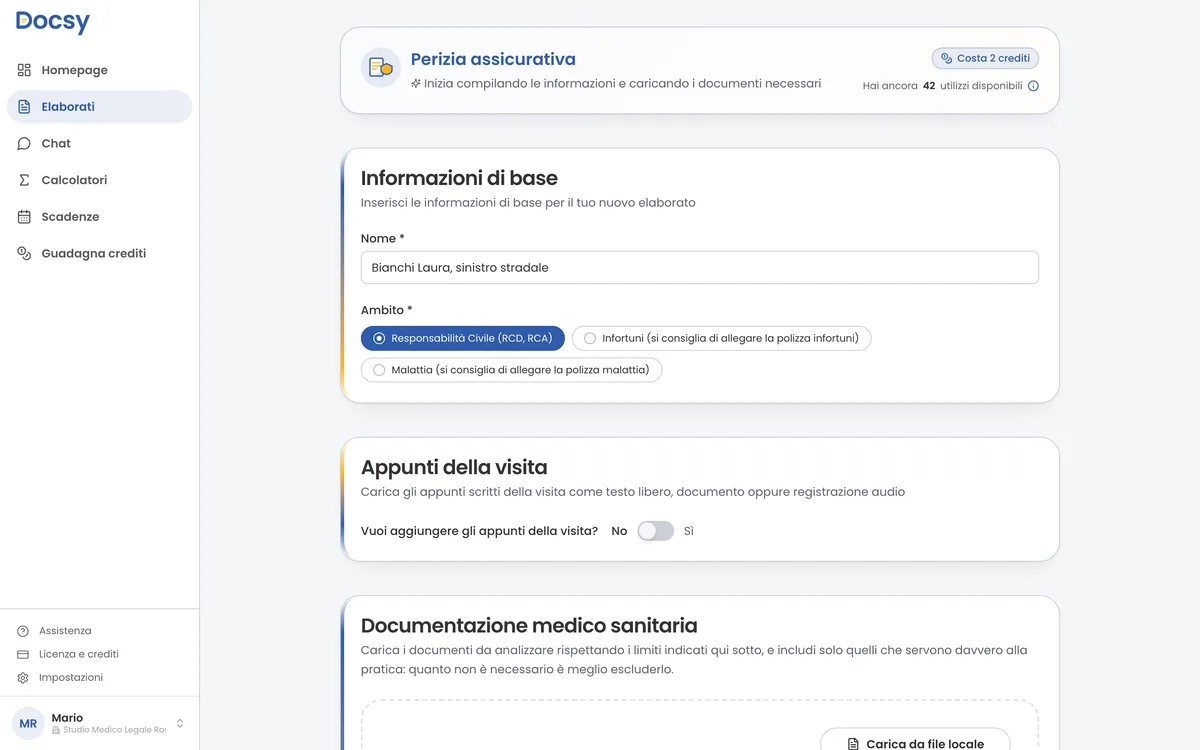 Docsy: creazione di un nuovo elaborato