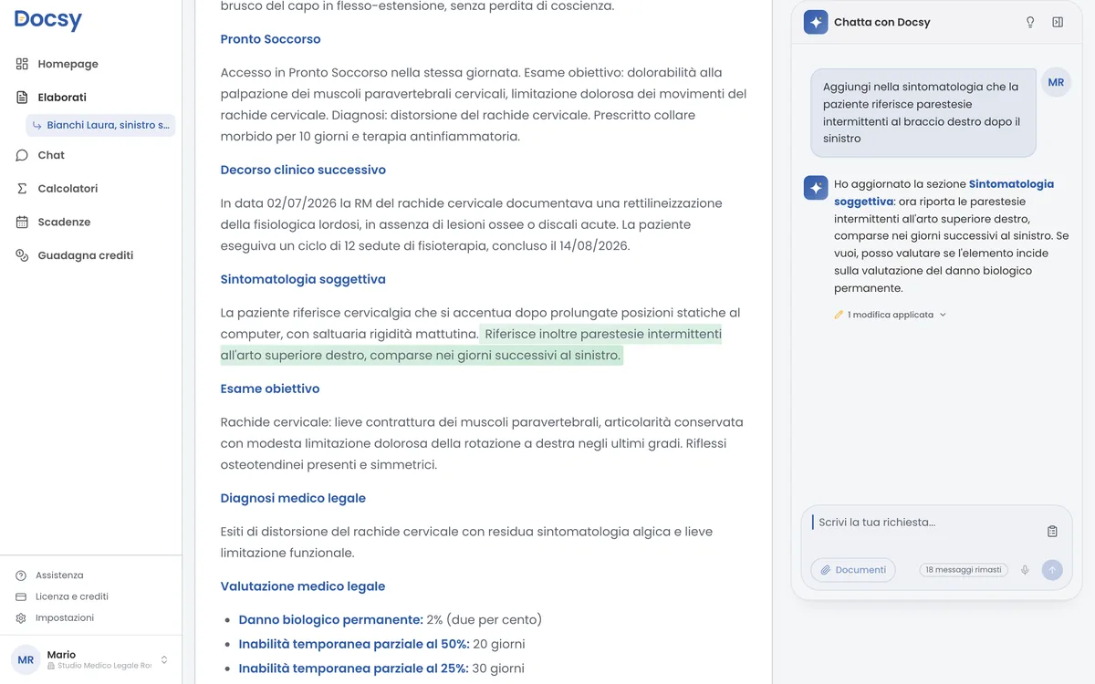 Docsy: Chiedi a Docsy con modifica applicata
