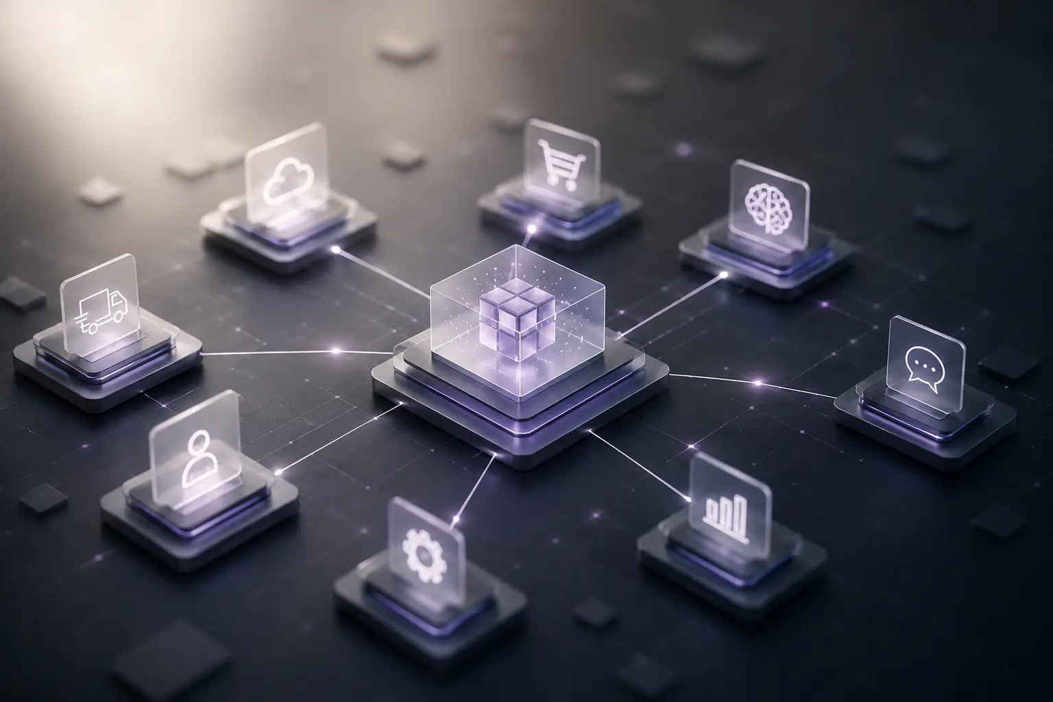 Zentrale Datenplattform verbindet Cloud, ERP, E-Commerce, KI und weitere Unternehmenssysteme über eine gemeinsame Datenbasis.