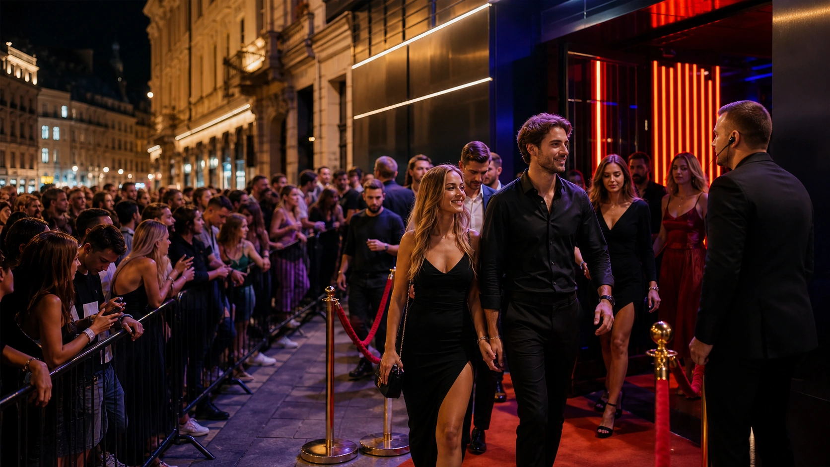 Fast-track nightclub entrance next to a long club queue