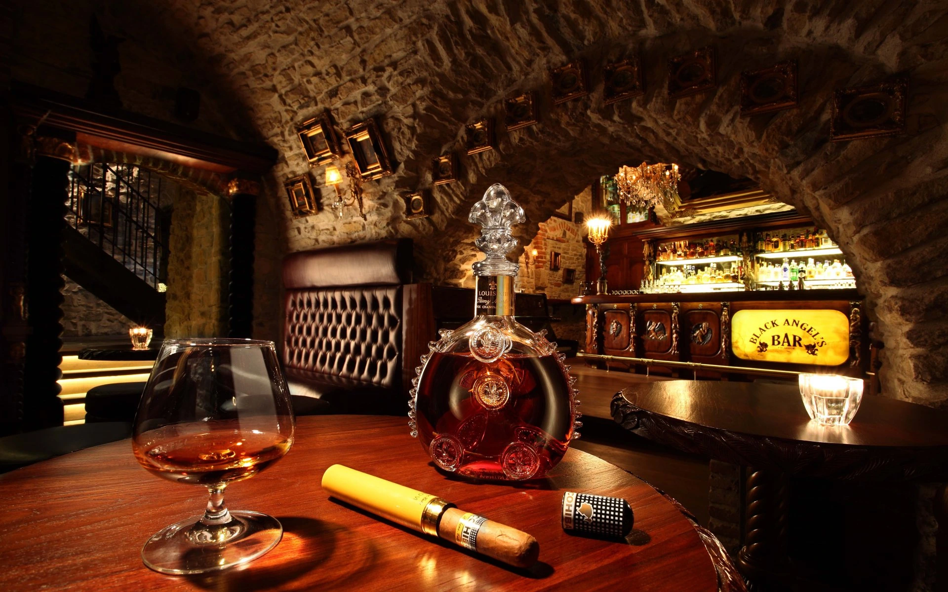 Black Angel's Bar interior in Prague Old Town