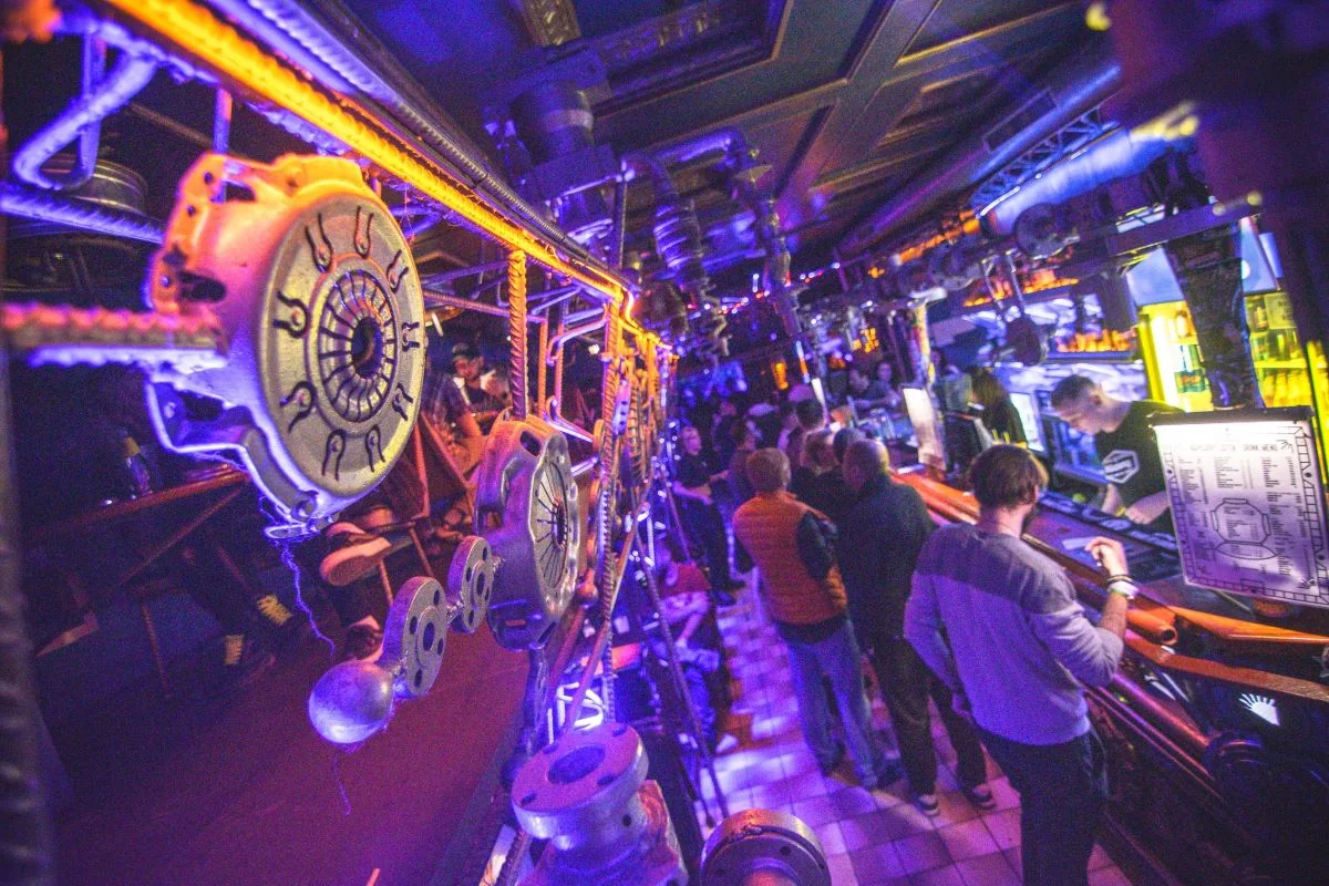 Mechanical interior of Cross Club in Holešovice Prague