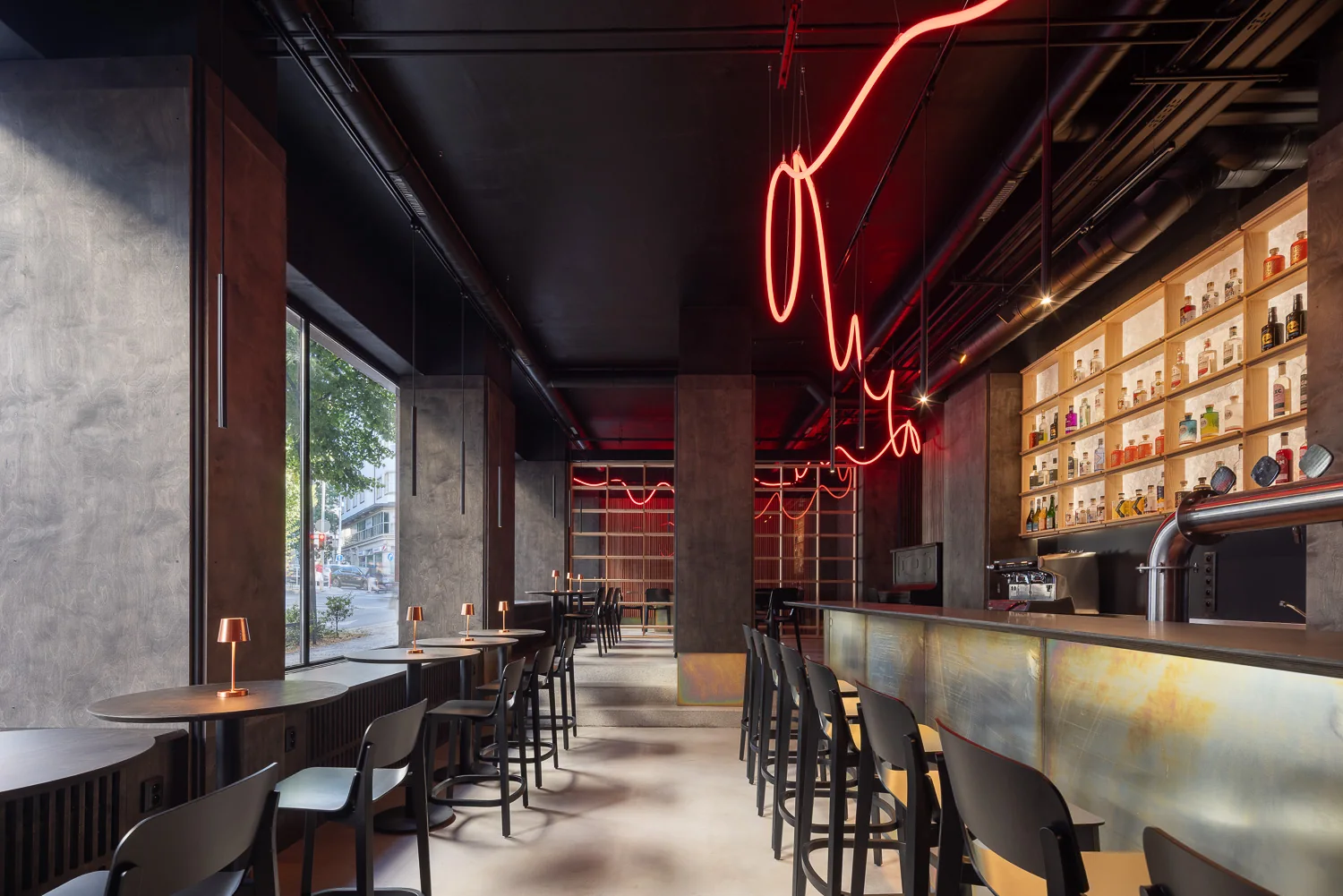 Interior of SOBER Bar, a fully alcohol-free cafe-bar in Prague