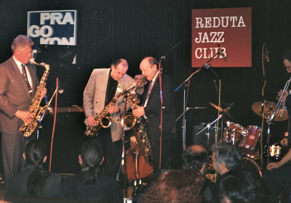 Musicians performing on the Reduta Jazz Club stage