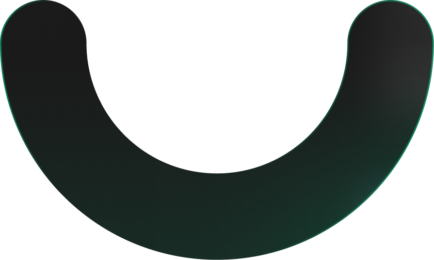 Dark green, thick, curved U-shaped abstract shape with smooth edges.