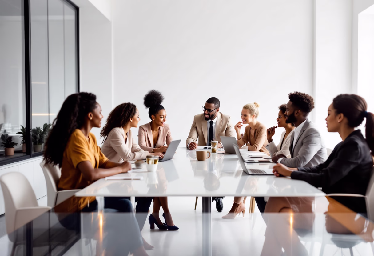 image of a bustling office environment (for a social media and communication)