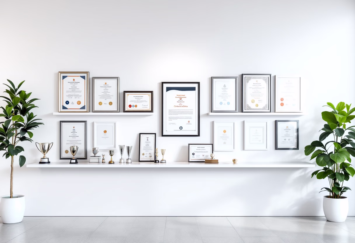 image of awards and certifications displayed (for a automotive service)