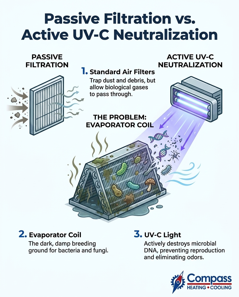 Passive Filtration vs. Active UV-C Neutralization