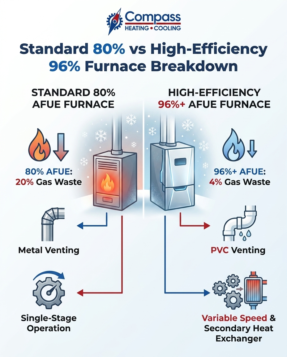 Standard 80% vs High-Efficiency 96% Furnace Breakdown