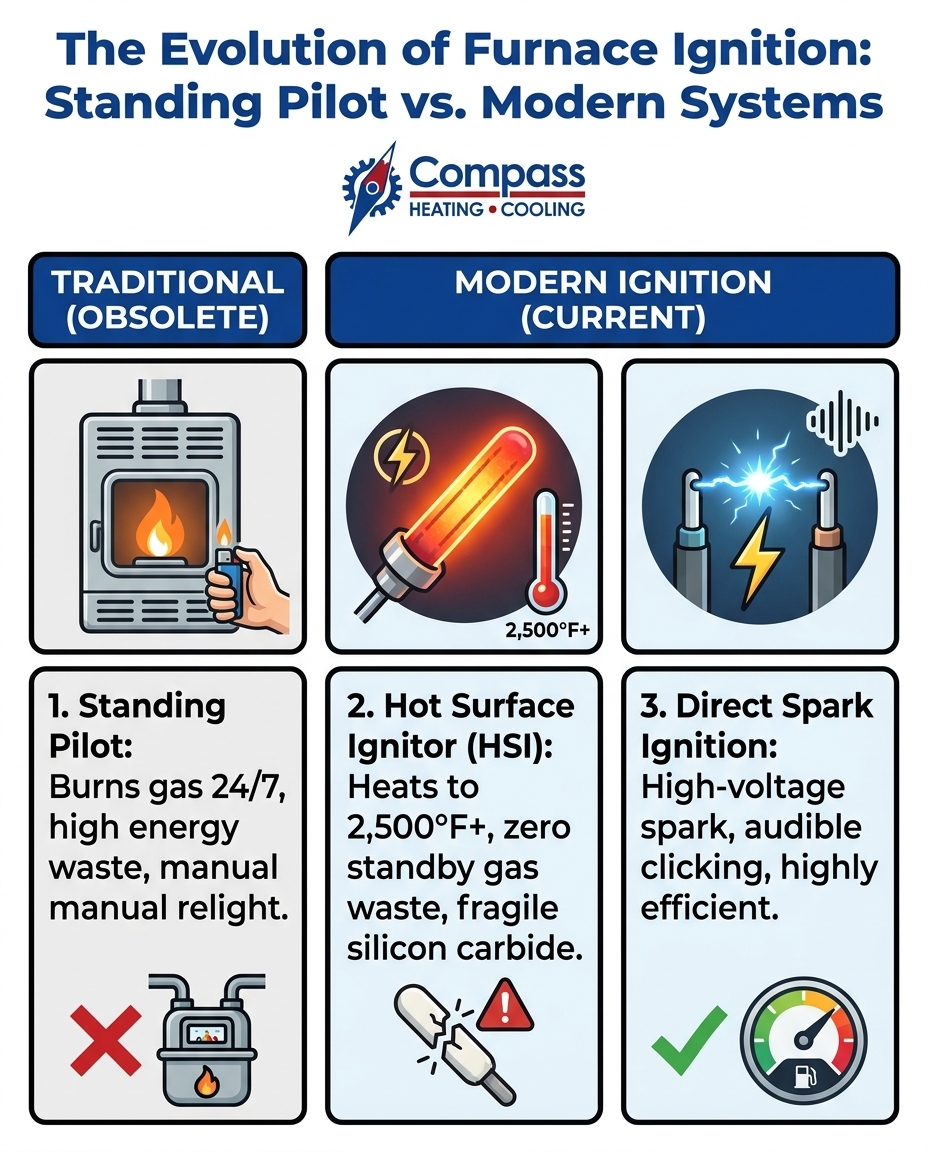 The Evolution of Furnace Ignition: Standing Pilot vs. Modern Systems