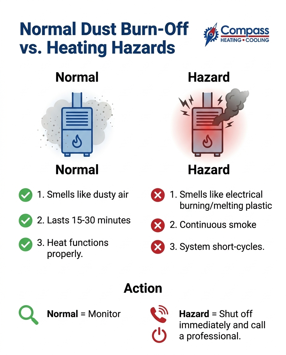 Normal Dust Burn-Off vs. Heating Hazards