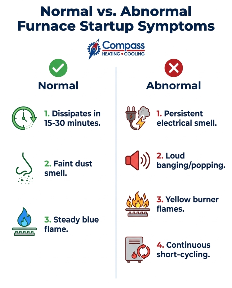 Normal vs. Abnormal Furnace Startup Symptoms
