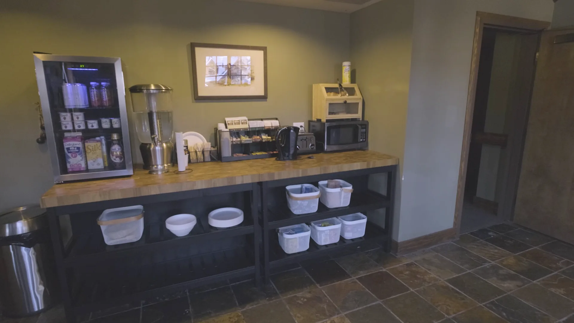 Self-serve snack-bar counter at Copper Horse Lodge