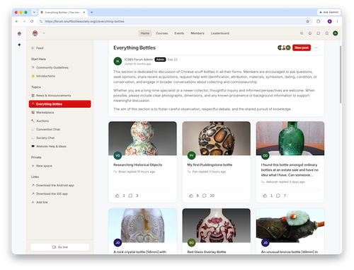 Screenshot of ICSBS member forum