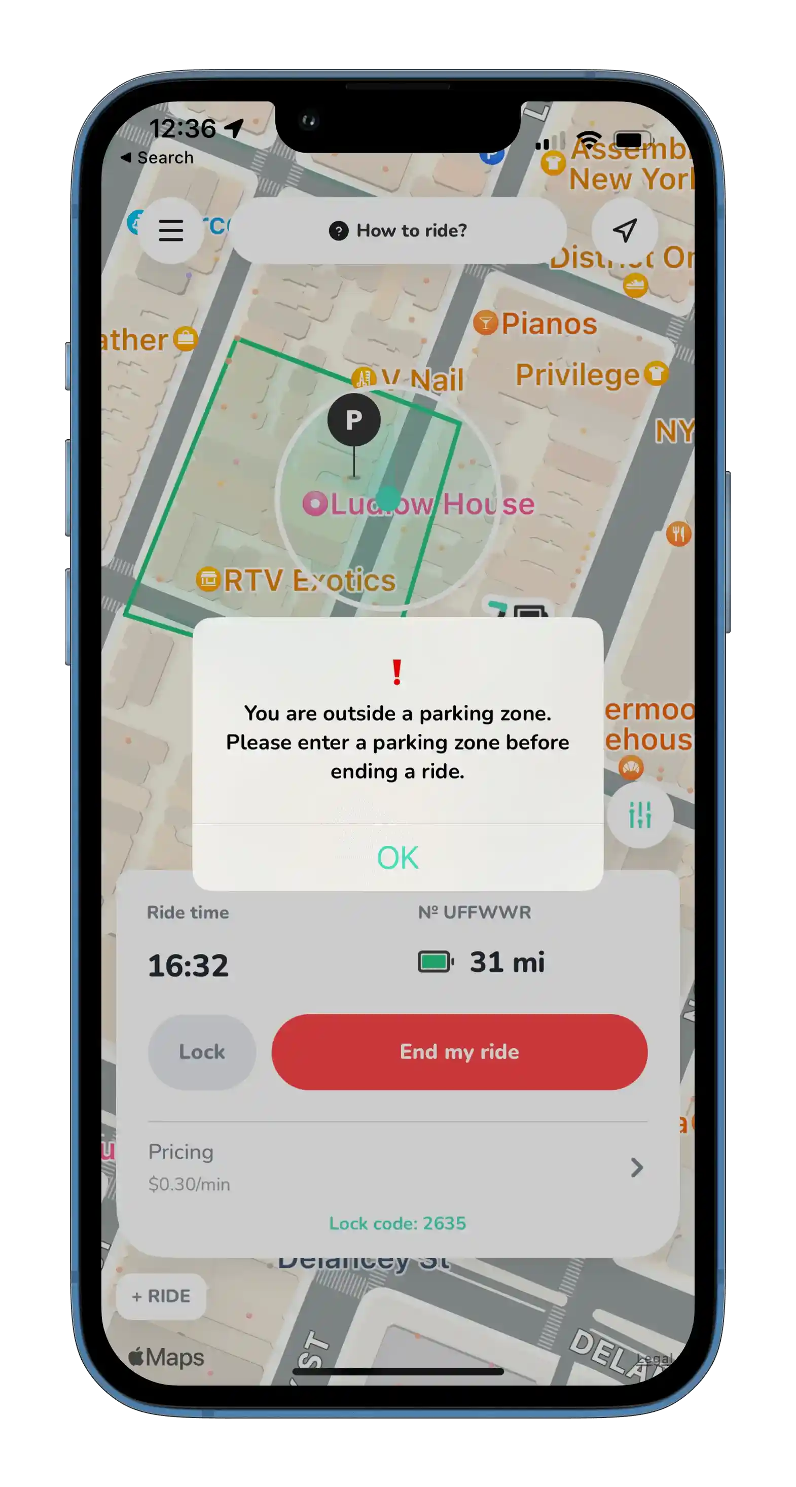 End Ride Instructions