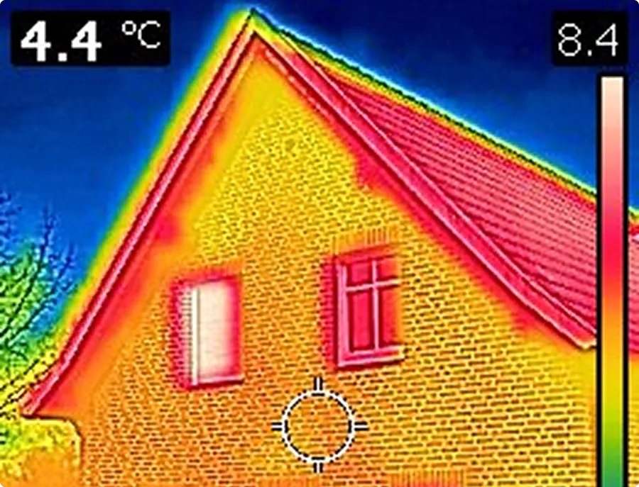 Thermografie eines Hauses zur Analyse von Wärmeverlusten