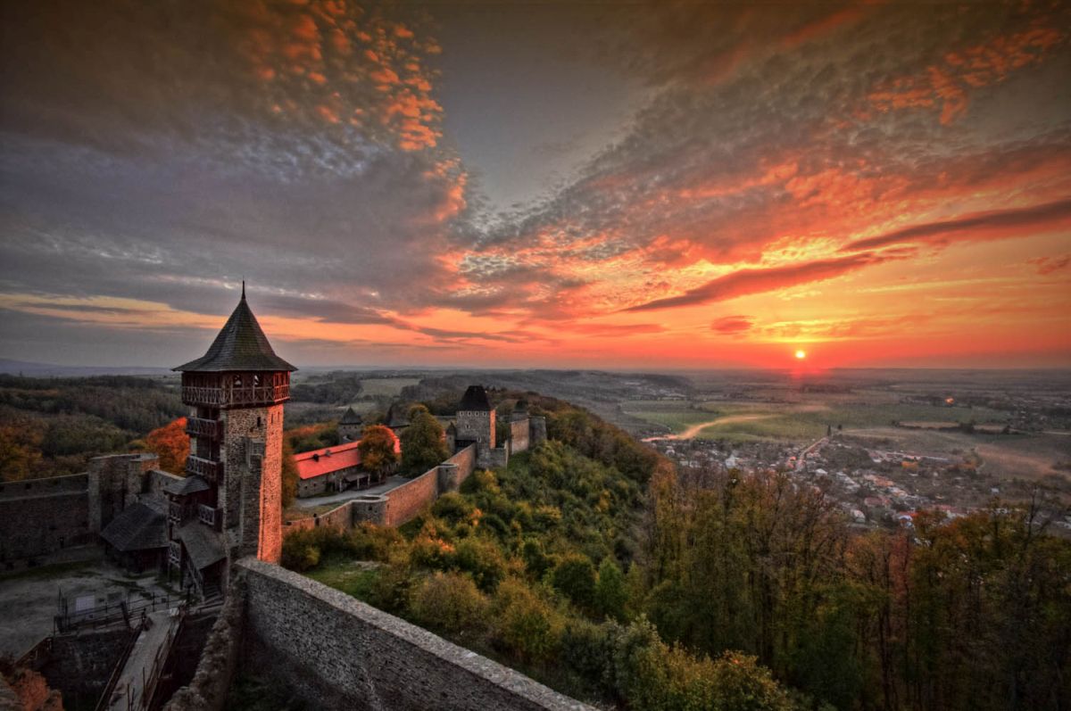 výhled ze střechy paláce hradu Helfštýn