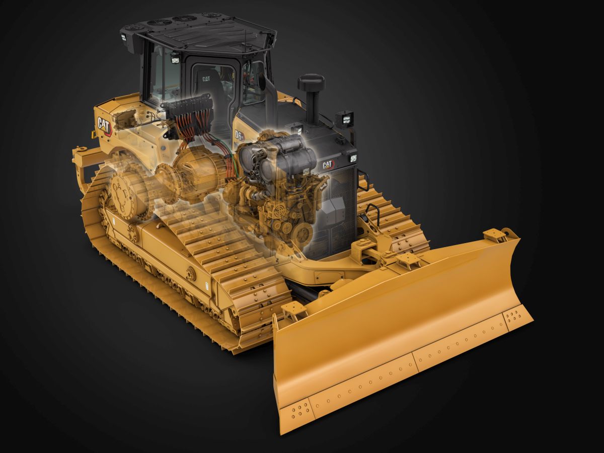 Dozer Cat D6 XE využívá elektrický přenos výkonu dieselového motoru