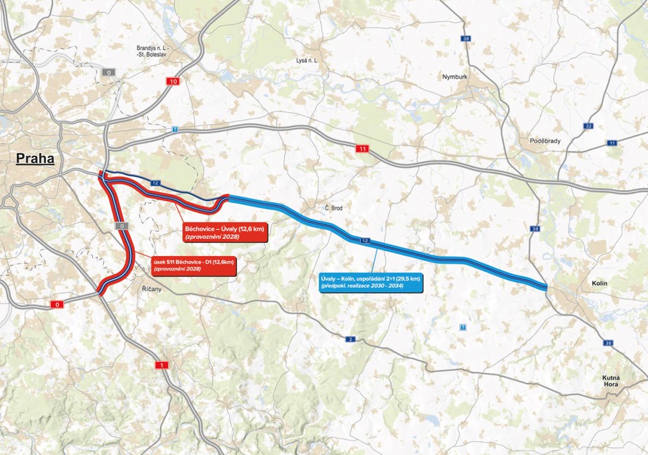Stavba silnice I/12 Běchovice–Úvaly řeší vybudování kapacitního obchvatu pražských městských částí Běchovice, Újezd nad Lesy a města Úvaly.