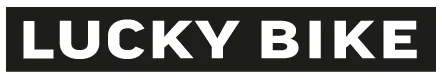 LUCKY BIKE Schriftzug als Logo in weiß auf schwarzem Hintergrund.