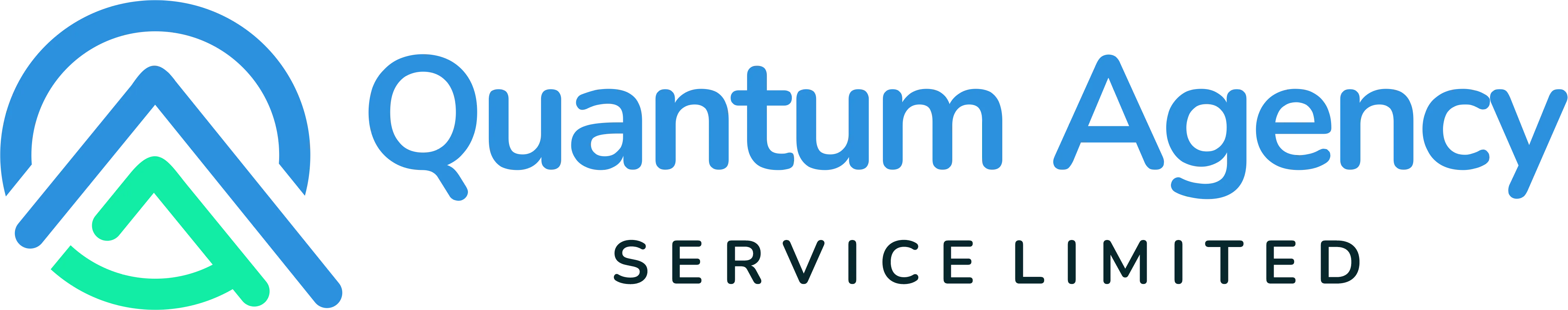 Quantum Agency Service Limited Logo mit stilisiertem blauen und grünen Design.