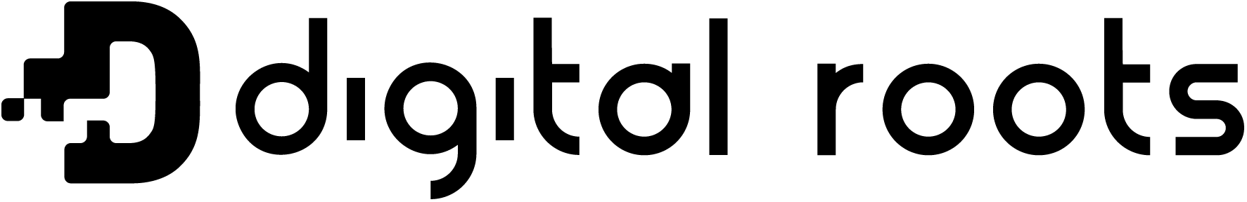 DigitalRoots Firmenlogo in schwarzem Schriftzug auf weißem Hintergrund.