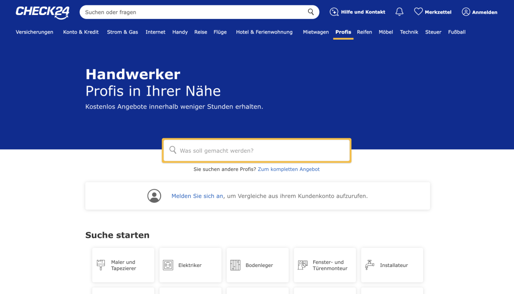 Check24 Website Vorschau