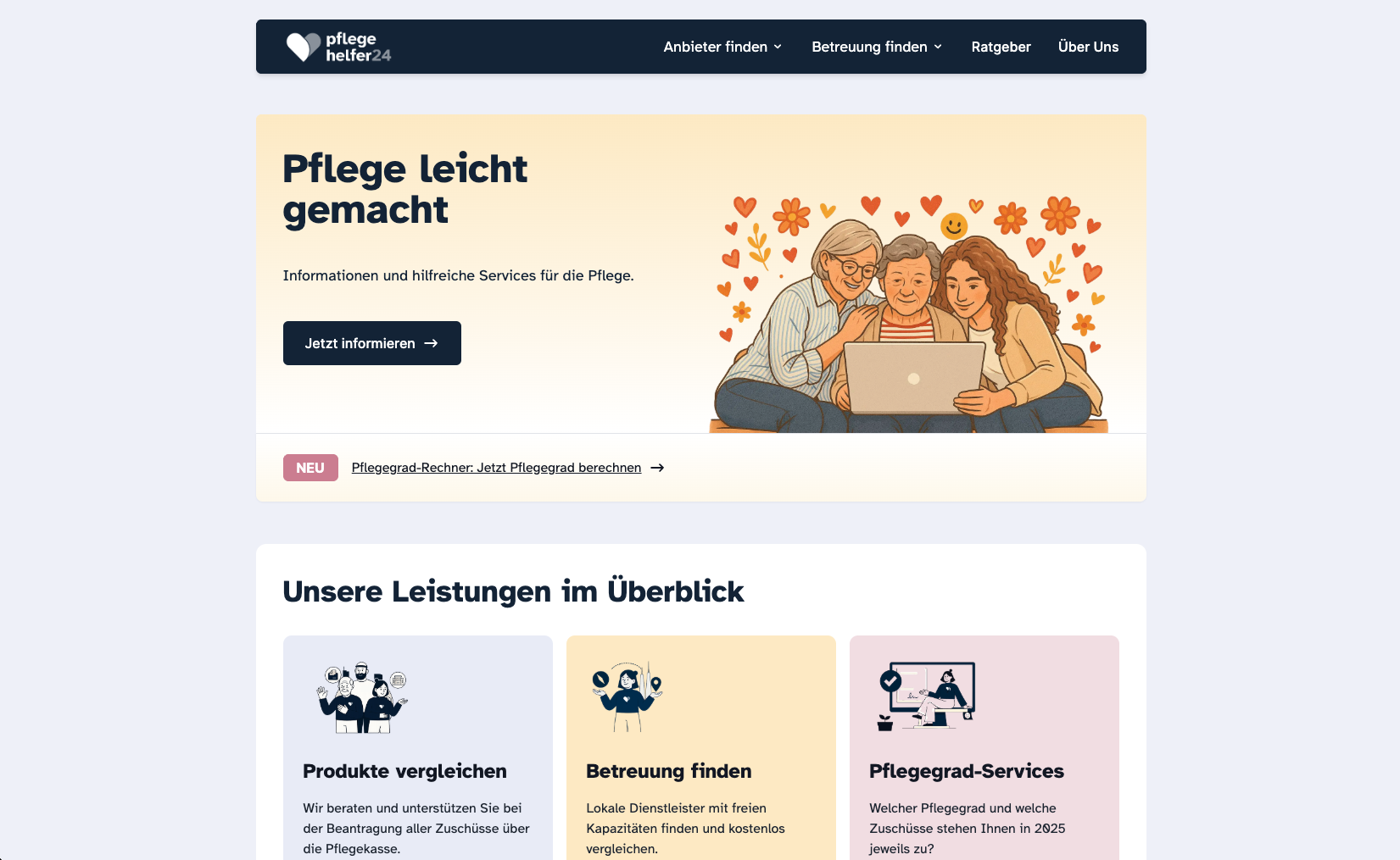 Pflegehelfer24 Website Vorschau