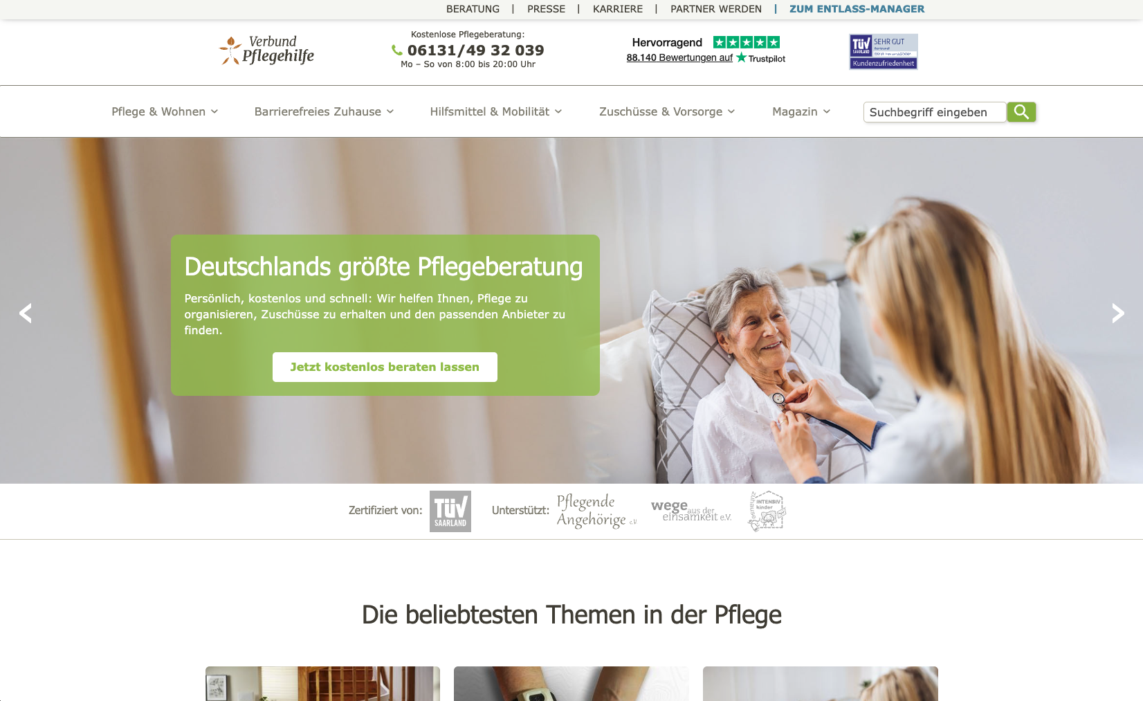 Verbund Pflegehilfe Website Vorschau