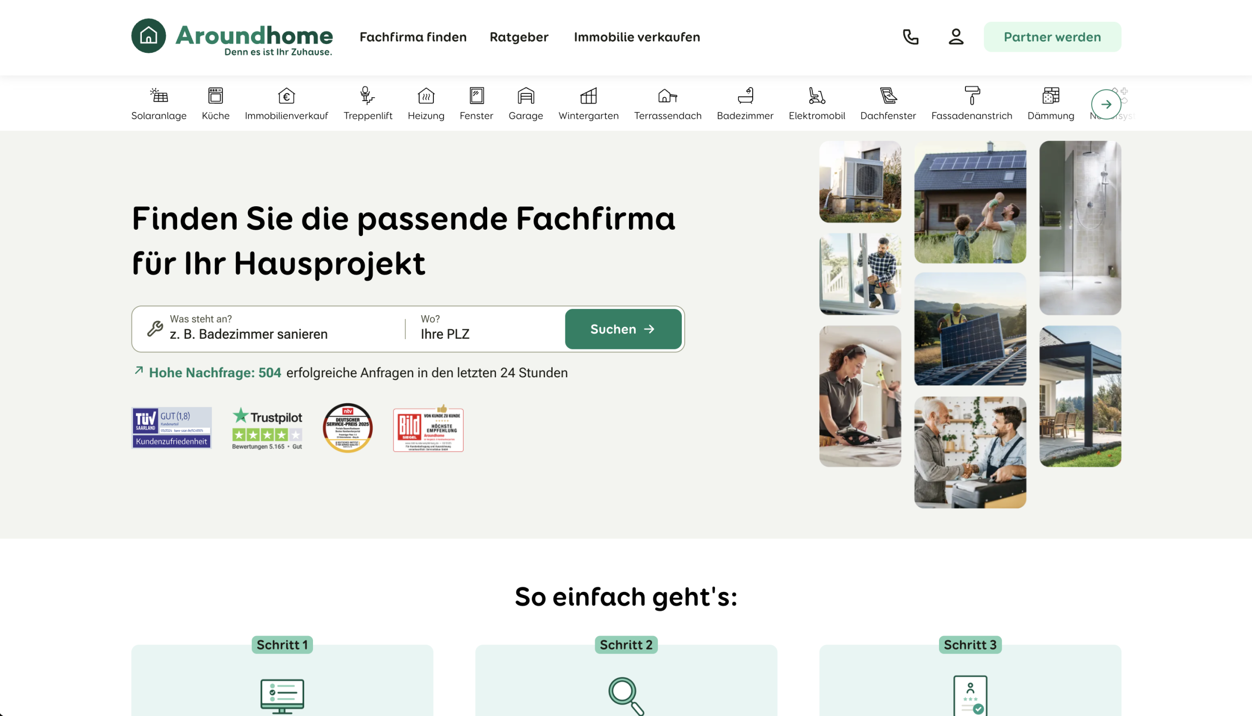 Aroundhome Website Vorschau