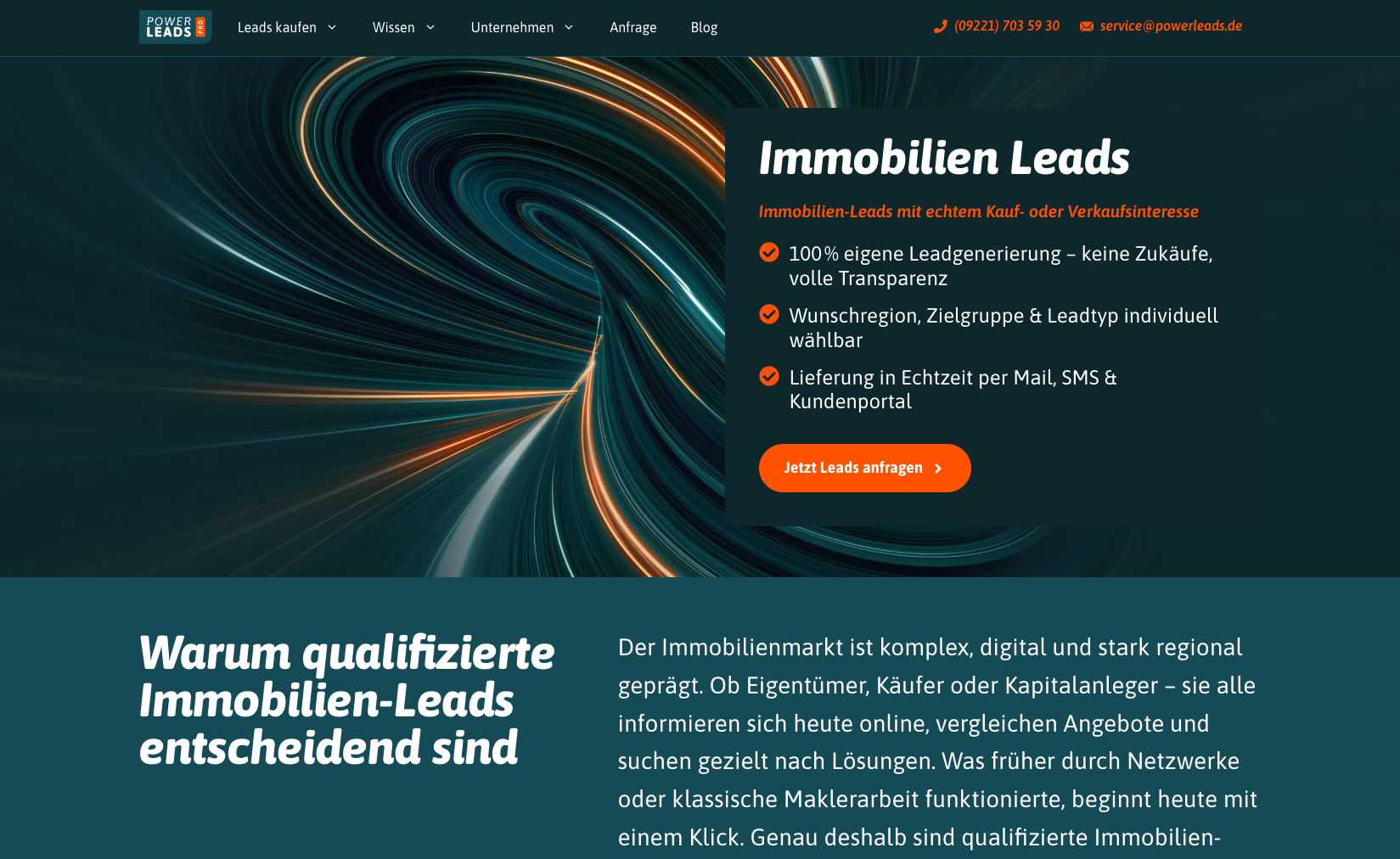Powerleads Website Vorschau